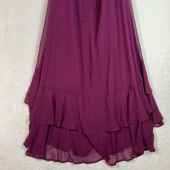 Lulus Lorenz Plum Purple Ruffled Lace-Up Maxi Dress Size M NWT - Picture 11 of 15
